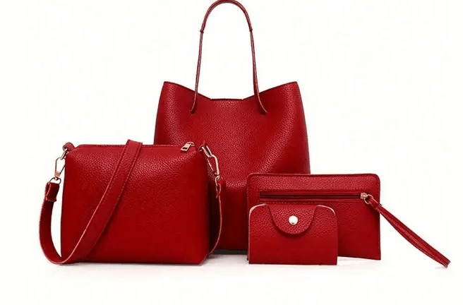 Four Piece Lychee Grain Texture Handbag Set - The Tote Place