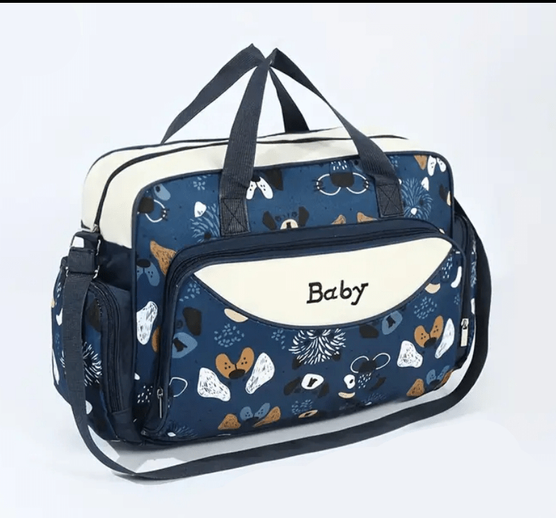Spacious Puppy Print Diaper Bag In Gender Colors - The Tote Place