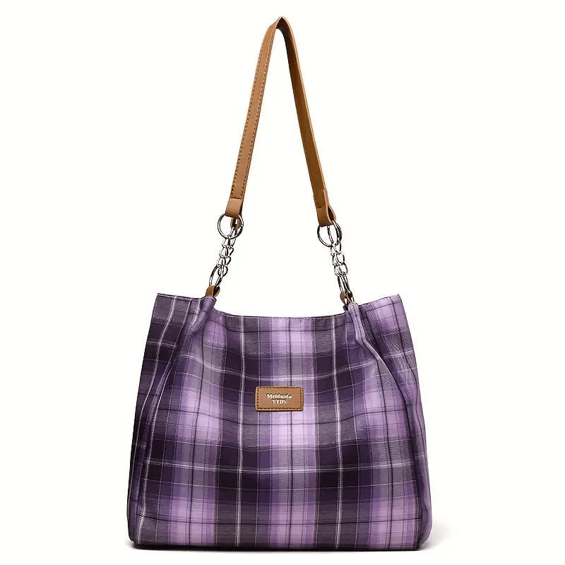 Trendy Stylish Plaid Shoulder Strap Handbag Tote Purse - The Tote Place