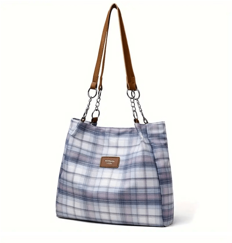 Trendy Stylish Plaid Shoulder Strap Handbag Tote Purse - The Tote Place