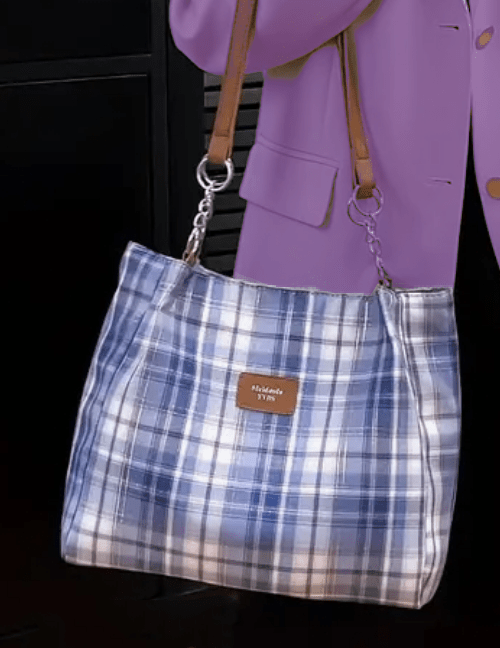 Trendy Stylish Plaid Shoulder Strap Handbag Tote Purse - The Tote Place