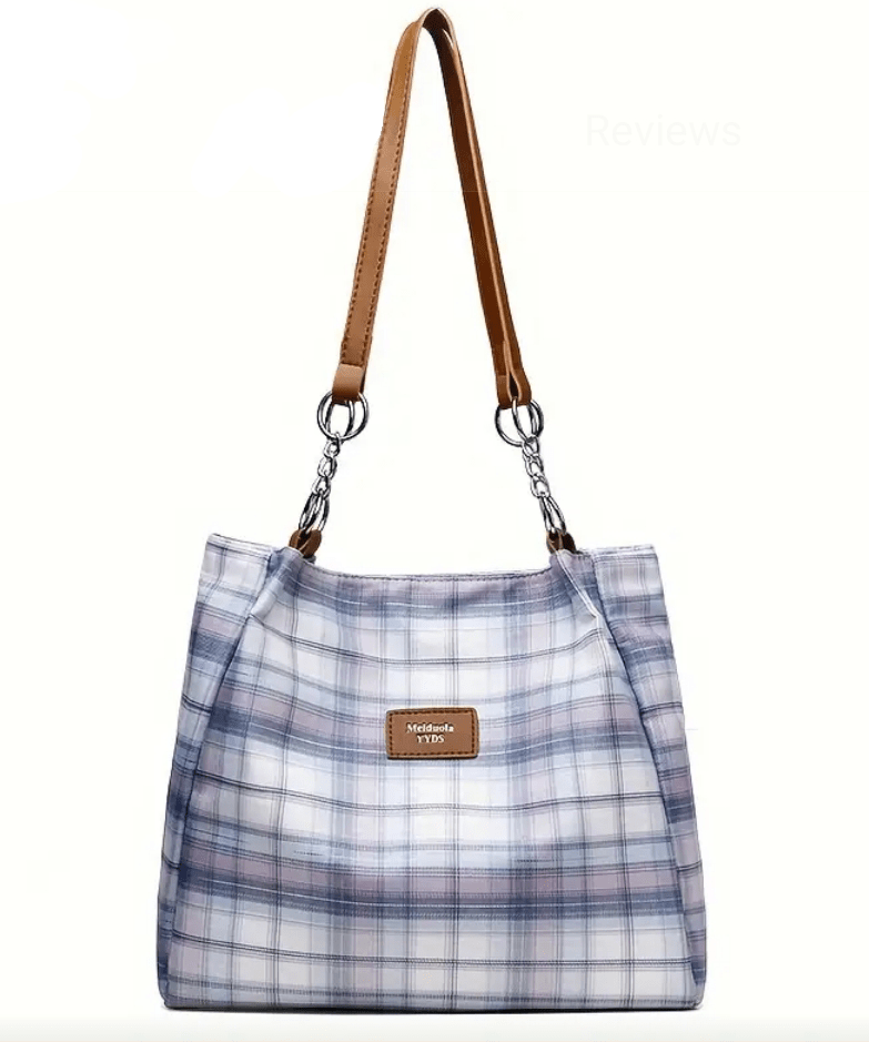 Trendy Stylish Plaid Shoulder Strap Handbag Tote Purse - The Tote Place