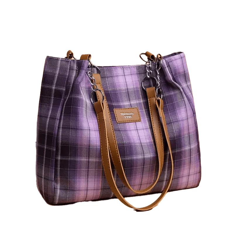 Trendy Stylish Plaid Shoulder Strap Handbag Tote Purse - The Tote Place