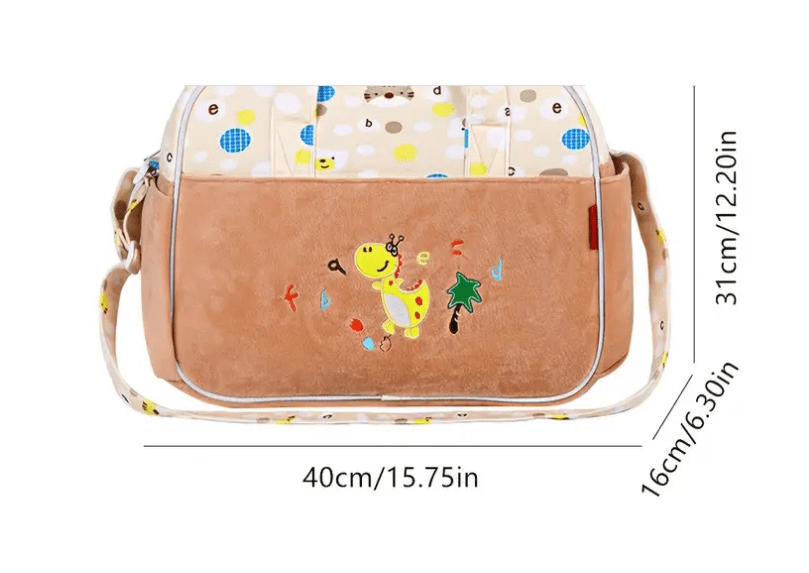 Velour Diaper Bag With Embroidered Giraffe Emblem - The Tote Place
