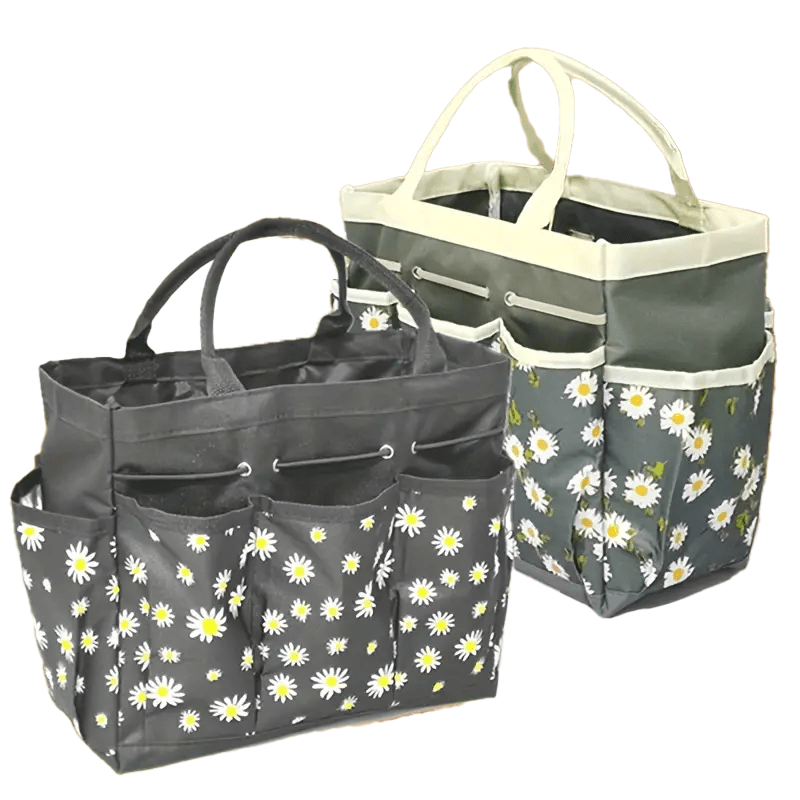 Large Daisy Pattern Multi Pochet Stylish Functional Tote - The Tote Place