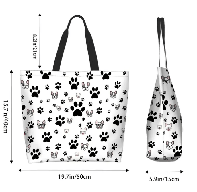 Extra Large Polyester Dog Print Tote Shopping Bag - The Tote Place