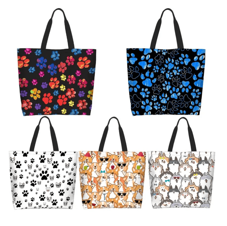 Extra Large Polyester Dog Print Tote Shopping Bag - The Tote Place