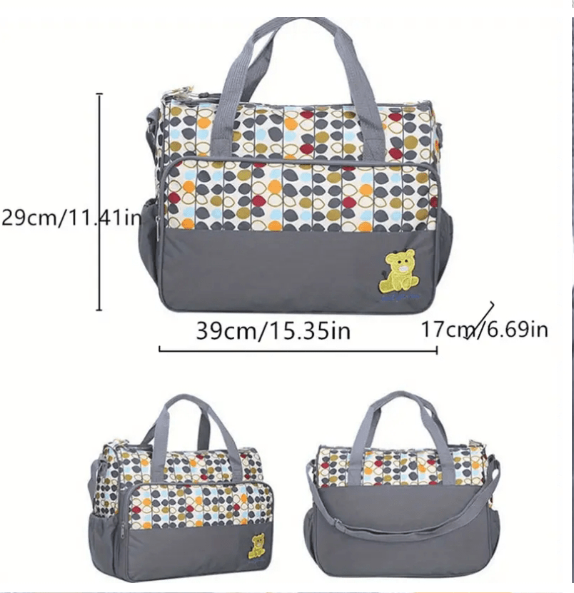 5 Piece Essential Waterproof Diaper Bag Set With Changing Pad - The Tote Place