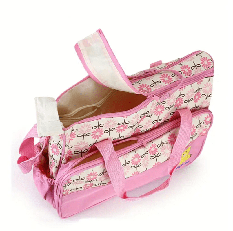 5 Piece Essential Waterproof Diaper Bag Set With Changing Pad - The Tote Place