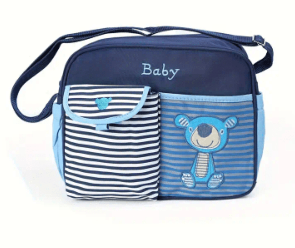 Striped Teddy Bear Waterproof Diaper Bag - The Tote Place