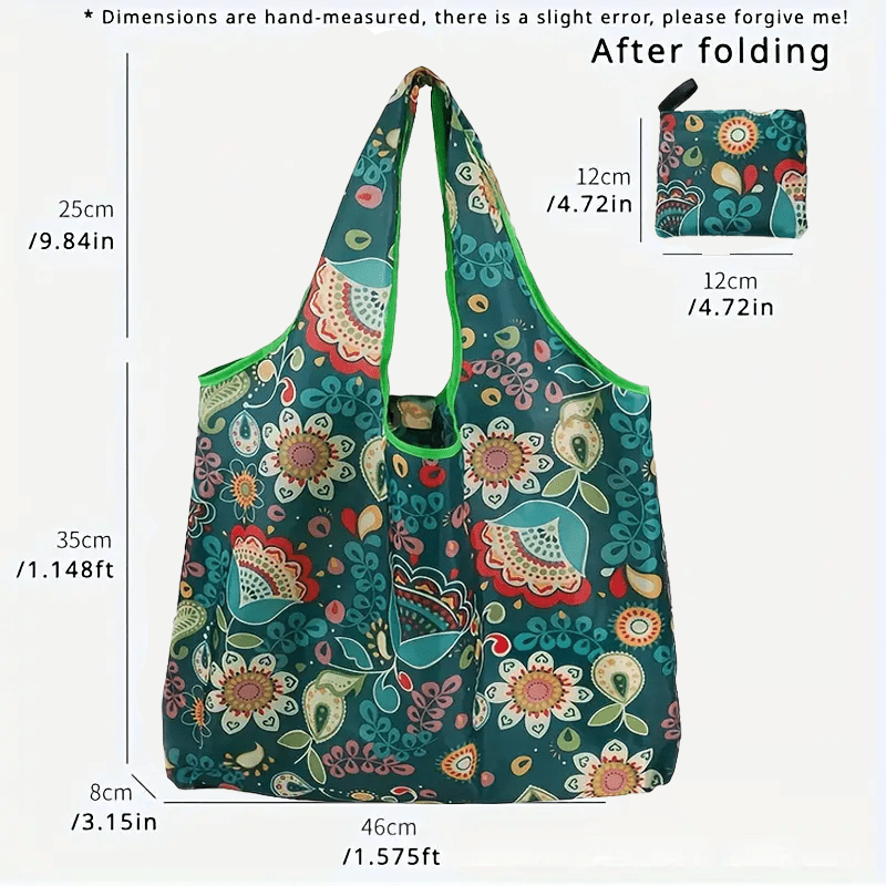 Large Foldable Floral Pattern Shopping Handbag - The Tote Place