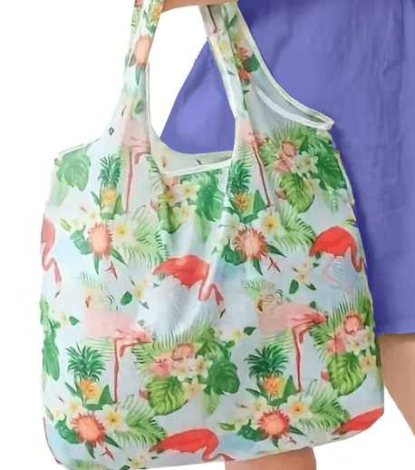 Large Foldable Floral Pattern Shopping Handbag - The Tote Place
