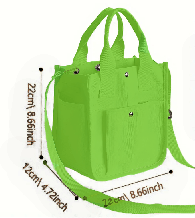 Bright Lime Green Unisex Small Canvas Handbag Purse Tote - The Tote Place