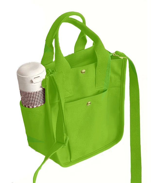 Bright Lime Green Unisex Small Canvas Handbag Purse Tote - The Tote Place