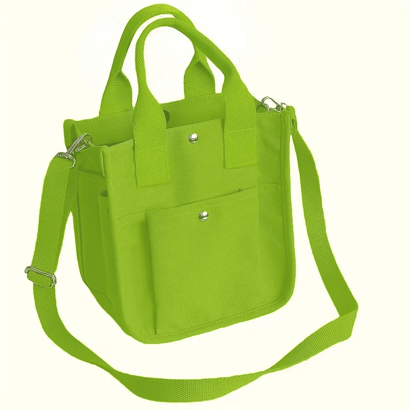 Bright Lime Green Unisex Small Canvas Handbag Purse Tote - The Tote Place