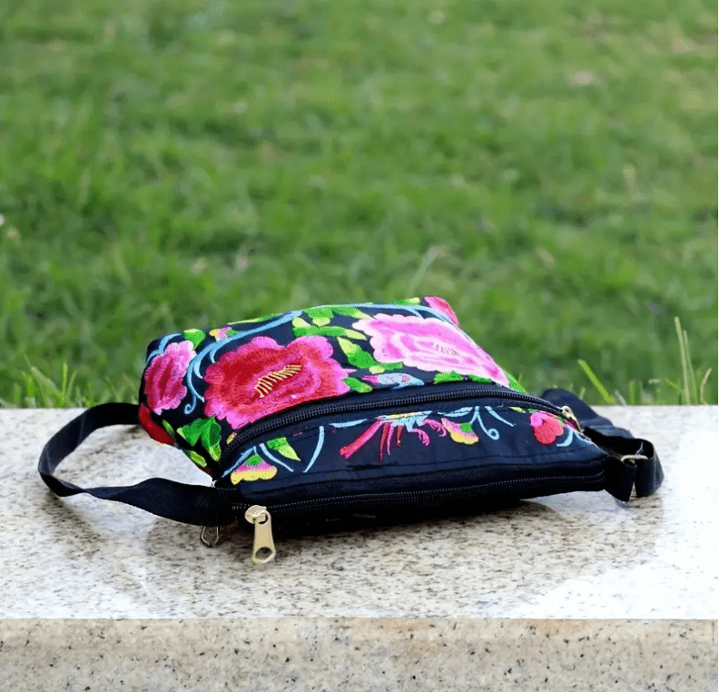 Embroidered Brightly Colored Floral Shoulder Bag Purse Handbag - The Tote Place