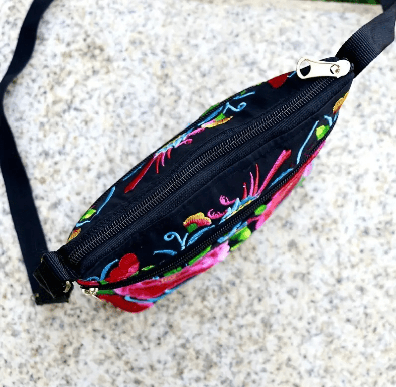 Embroidered Brightly Colored Floral Shoulder Bag Purse Handbag - The Tote Place