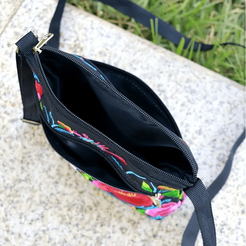 Embroidered Brightly Colored Floral Shoulder Bag Purse Handbag - The Tote Place