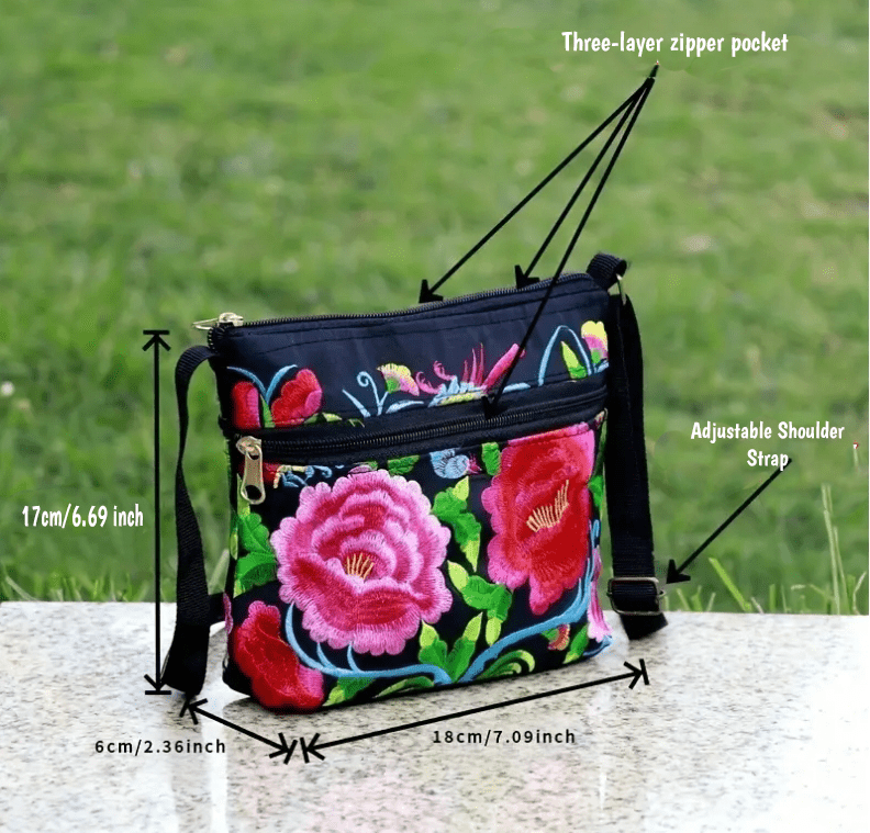 Embroidered Brightly Colored Floral Shoulder Bag Purse Handbag - The Tote Place