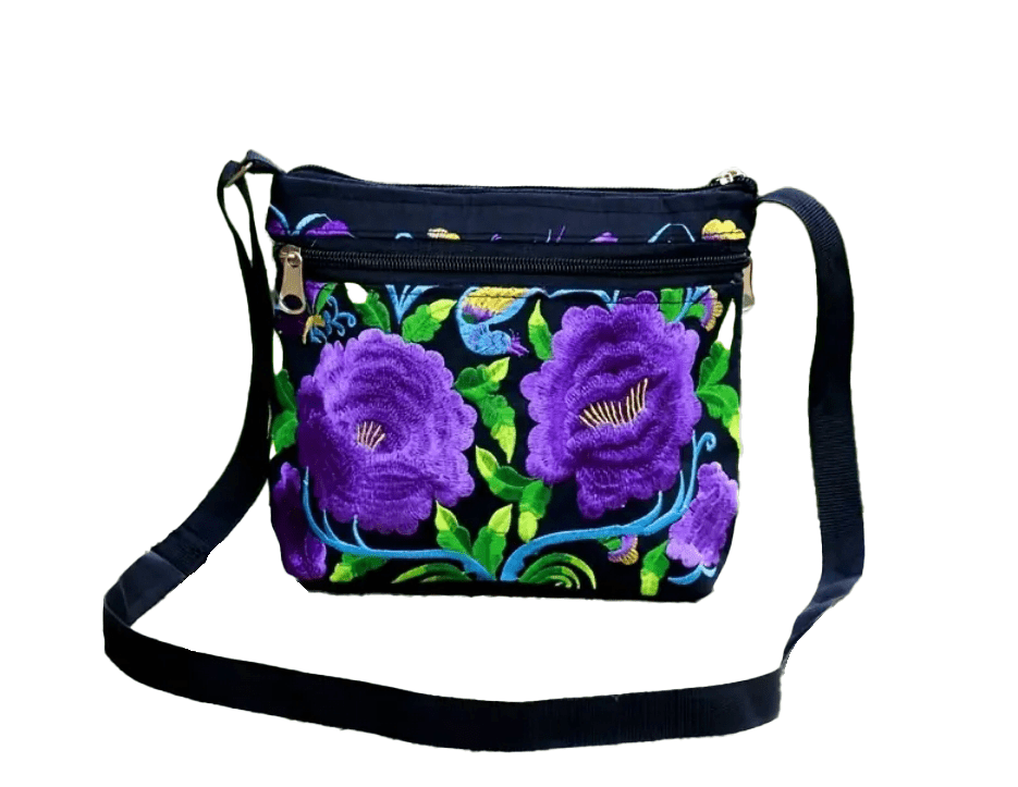 Embroidered Brightly Colored Floral Shoulder Bag Purse Handbag - The Tote Place