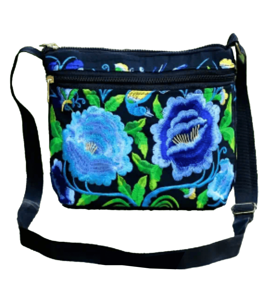 Embroidered Brightly Colored Floral Shoulder Bag Purse Handbag - The Tote Place