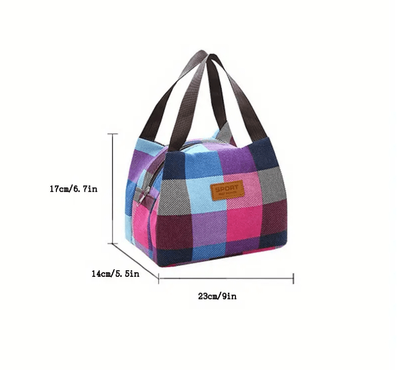 Small Handheld Plaid Lunch Bag - The Tote Place