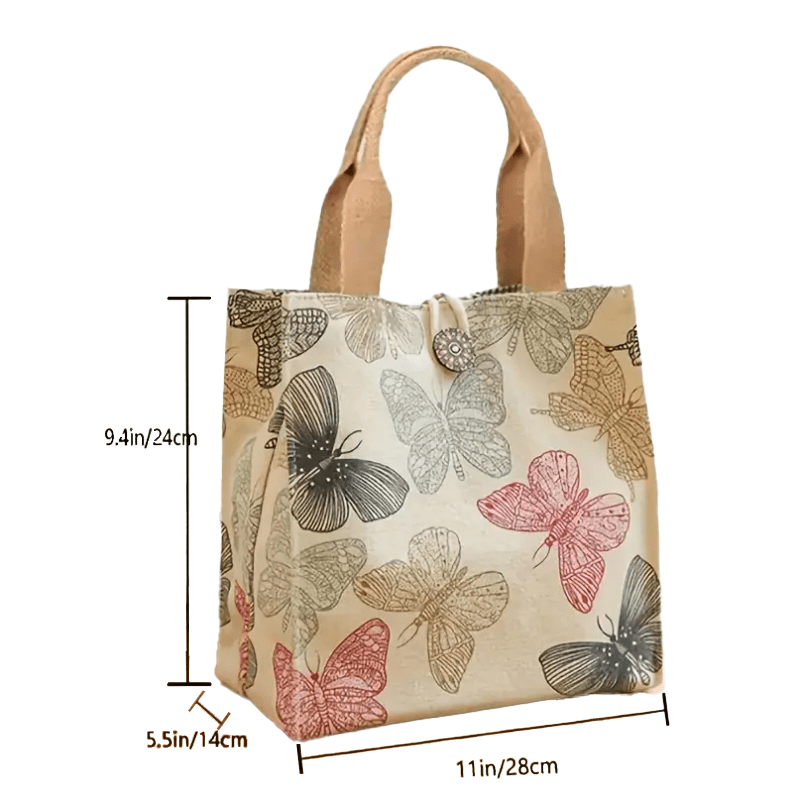 Small Tote Bag Handbag Purse With Colorful Butterfly Design - The Tote Place