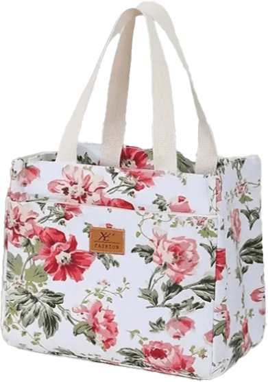 Floral Canvas Insulated Lunch Bag Cooler - The Tote Place