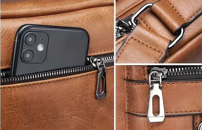Retro Vegan Leather Crossbody Messenger Bag