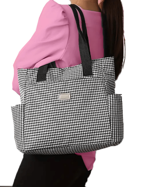 Classically Stylish Houndstooth Handbag Purse Tote - The Tote Place
