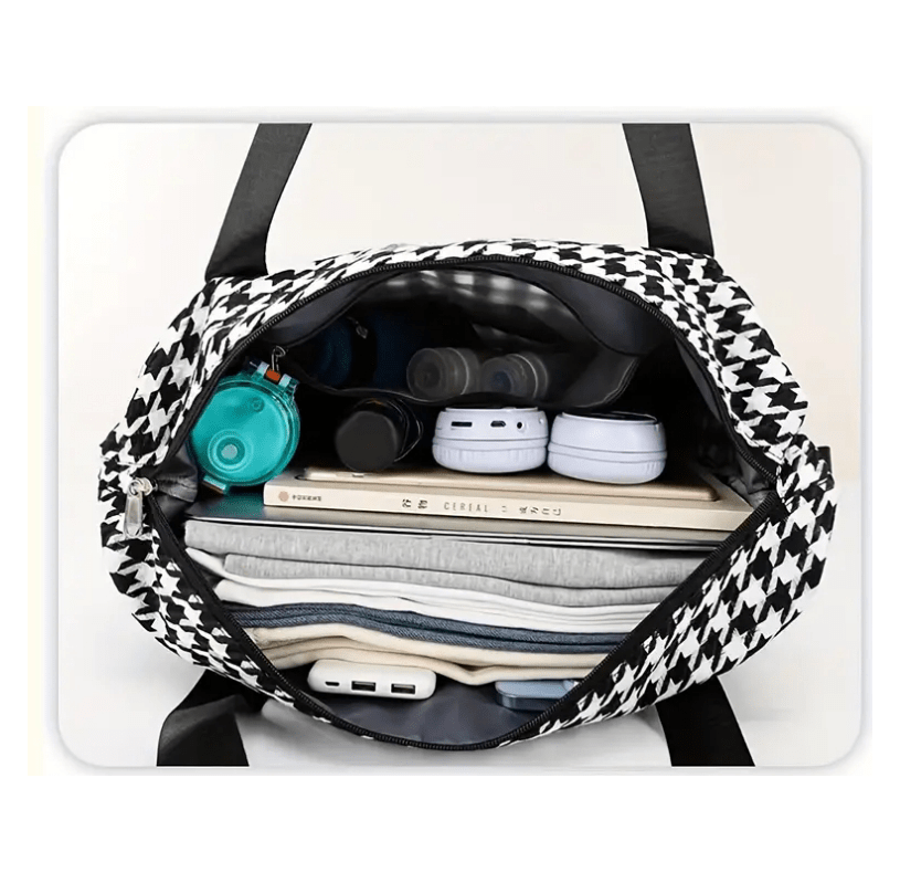 Classically Stylish Houndstooth Handbag Purse Tote - The Tote Place