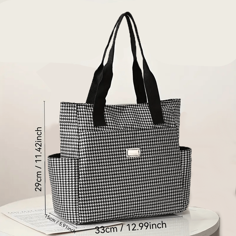 Classically Stylish Houndstooth Handbag Purse Tote - The Tote Place