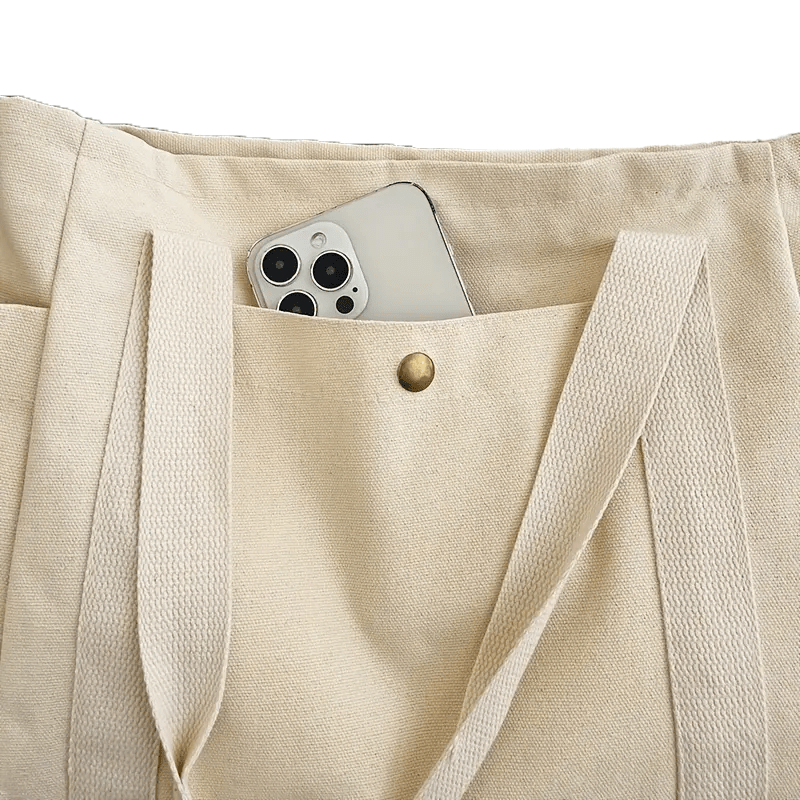 Spacious Large Canvas Tote Bag With Multiple Pockets - The Tote Place