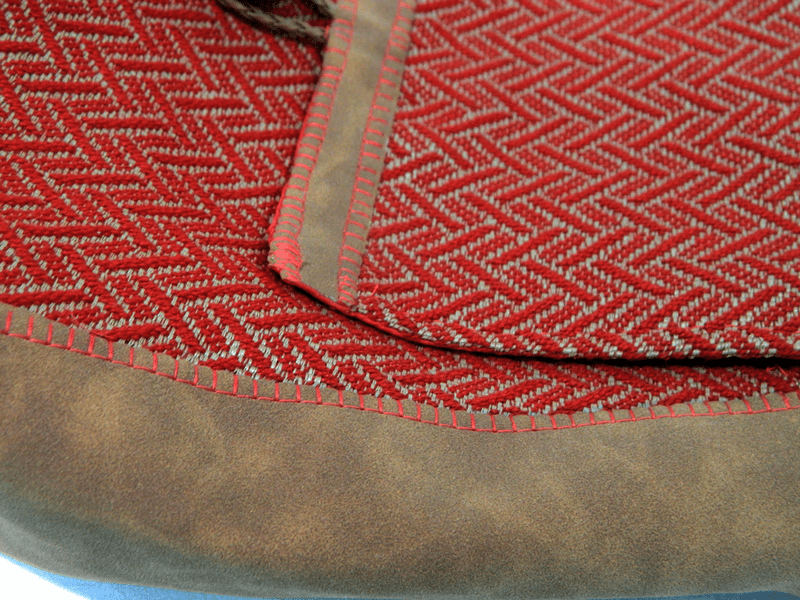 Faux Suede With Red and Gold Herringbone Tweed Purse