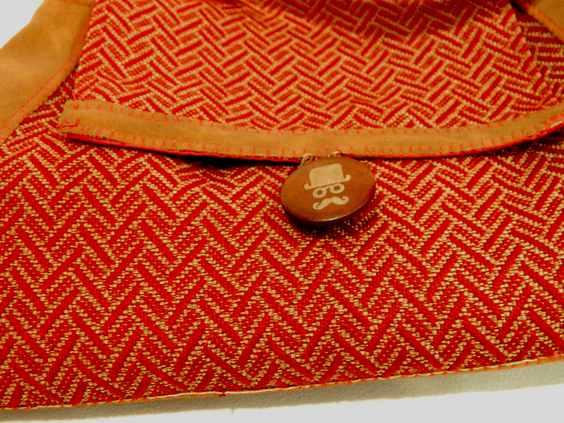 Faux Suede With Red and Gold Herringbone Tweed Purse