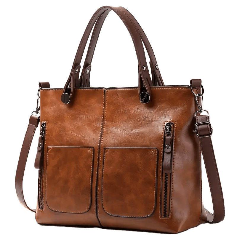 Vintage Style Large Capacity Faux Leather Handbag - The Tote Place