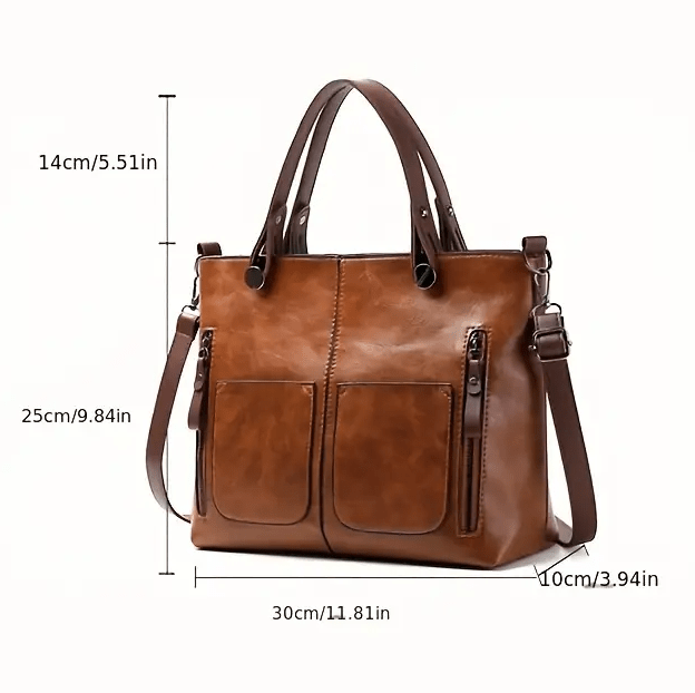 Vintage Style Large Capacity Faux Leather Handbag - The Tote Place