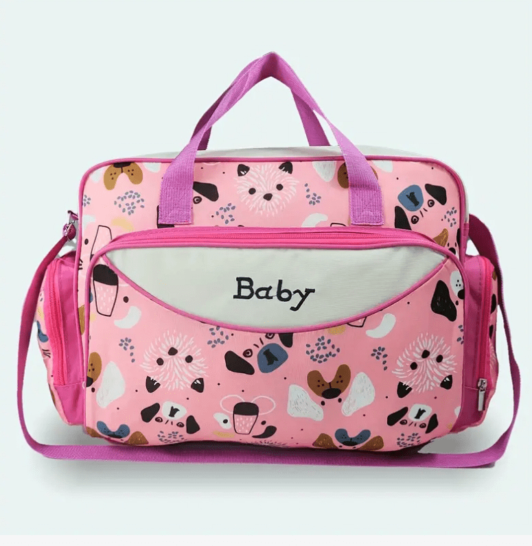 Spacious Puppy Print Diaper Bag In Gender Colors - The Tote Place