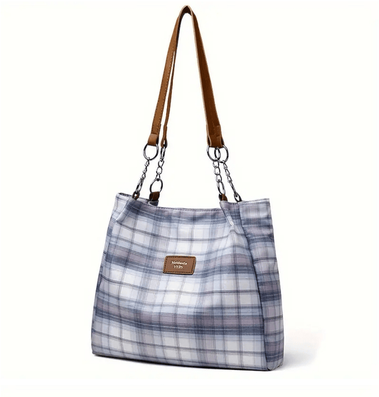 Trendy Stylish Plaid Shoulder Strap Handbag Tote Purse - The Tote Place