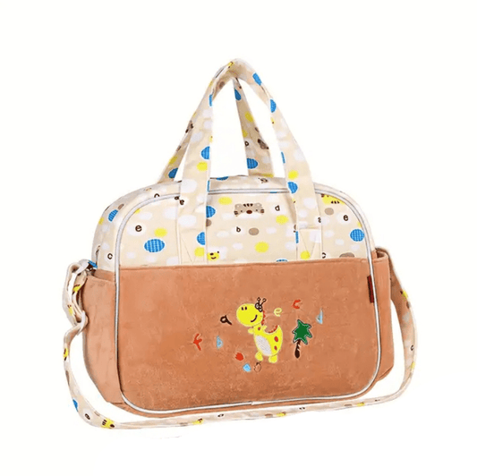Velour Diaper Bag With Embroidered Giraffe Emblem - The Tote Place