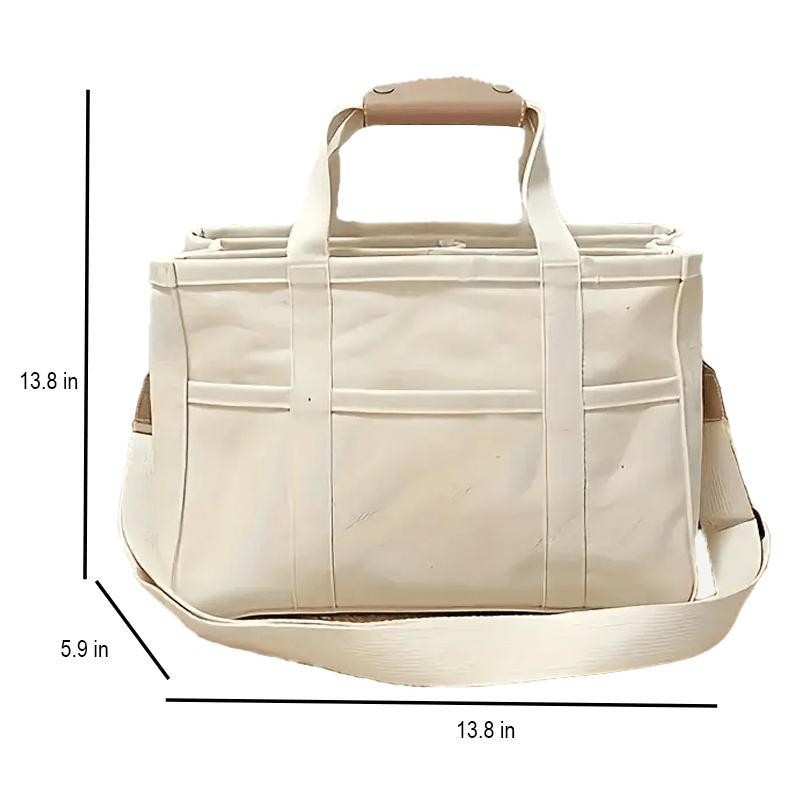 Canvas Tote Bag With Zippered Organizer Pockets - The Tote Place