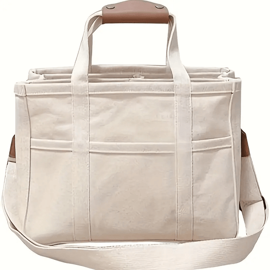 Canvas Tote Bag With Zippered Organizer Pockets - The Tote Place