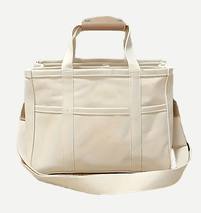 Canvas Tote Bag With Zippered Organizer Pockets - The Tote Place