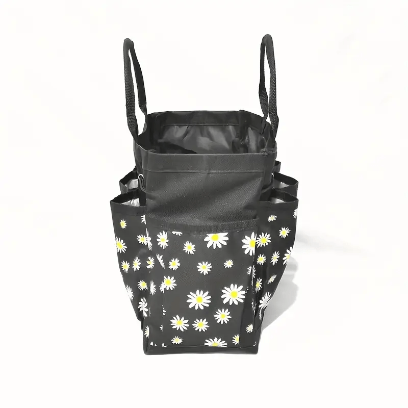 Large Daisy Pattern Multi Pochet Stylish Functional Tote - The Tote Place
