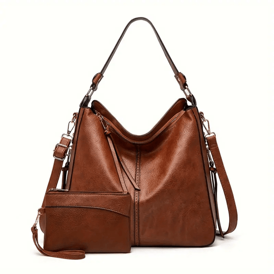 Chic Retro Large Capacity Handbag With Matching Wristlet Purse - The Tote Place