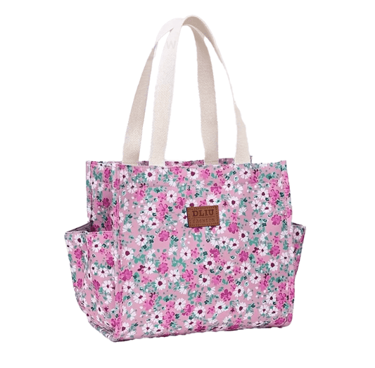 Small Casual Boxed Style Floral Purse Handbag Tote - The Tote Place