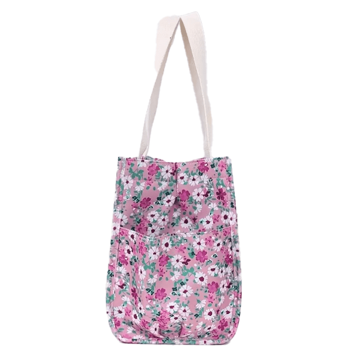 Small Casual Boxed Style Floral Purse Handbag Tote - The Tote Place