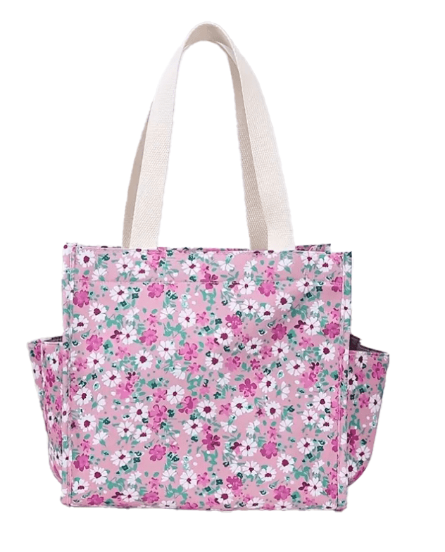 Small Casual Boxed Style Floral Purse Handbag Tote - The Tote Place