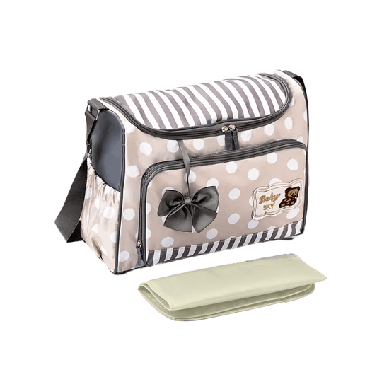 Adorable Polka Dot With Stripes Neutral Colors Diaper Bag - The Tote Place
