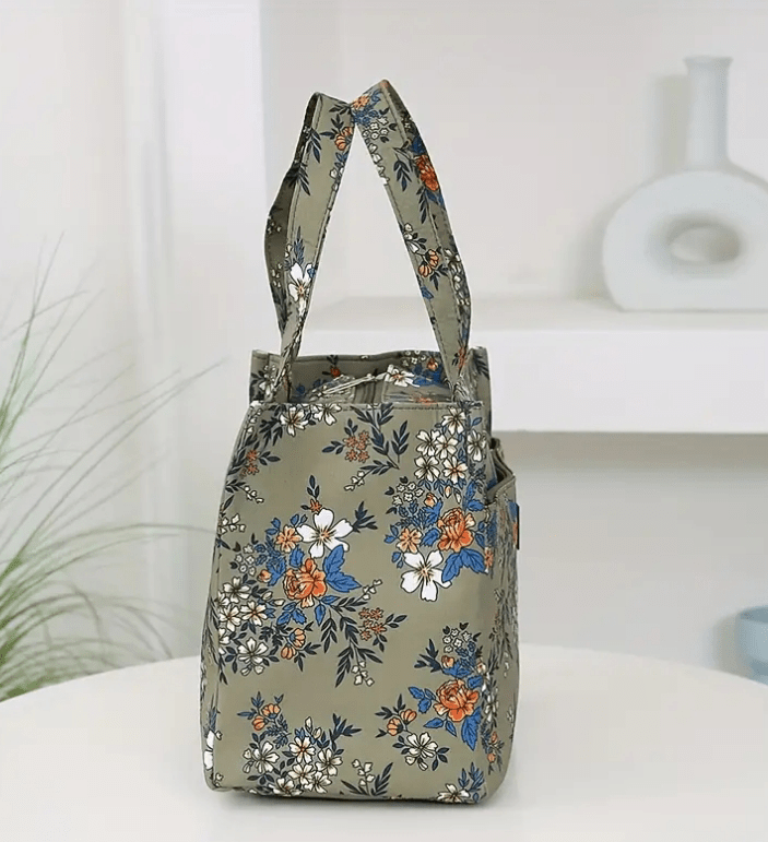 Boxed Style Floral Insulated Cooler Lunch Bag Tote - The Tote Place